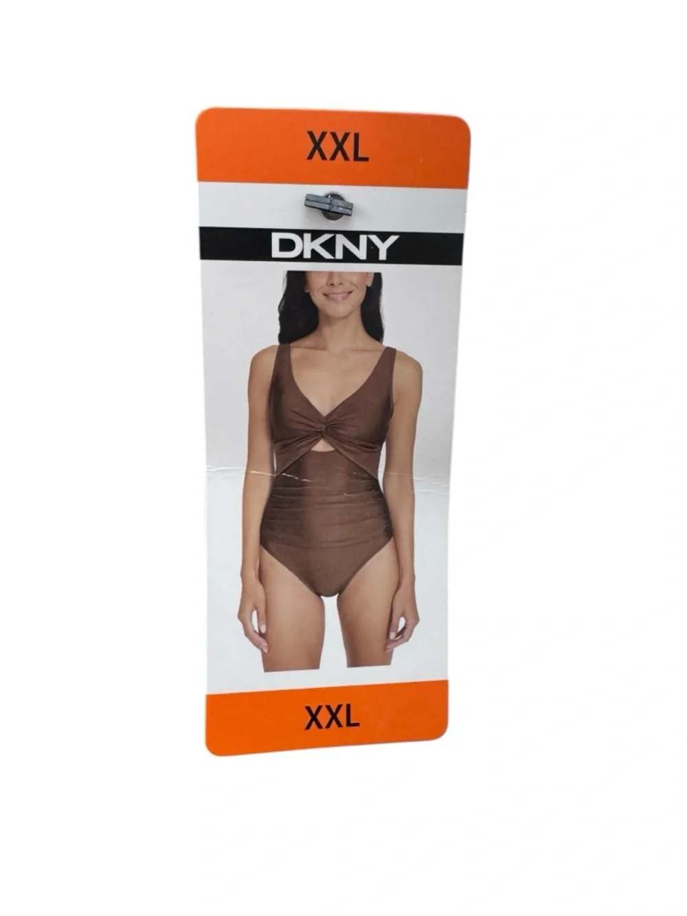 DKNY Brown Twist-Front One-Piece Swimsuit - Picture 6 of 6
